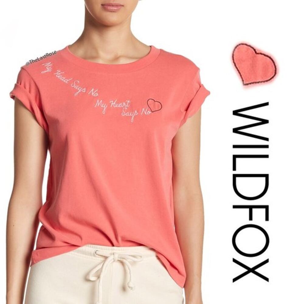 Wildfox Womens My Heart Says No Red Short Sleeve Tee NWT